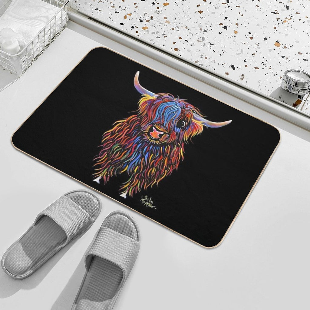 HiGHLaND CoW PRiNT SCoTTiSH ' BiG B ' BY SHiRLeY MacARTHuR  Rapid-Drying Bath Mat