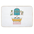 Black Cats Bubble Bath Illustration  Slip-Resistant Bath Mat