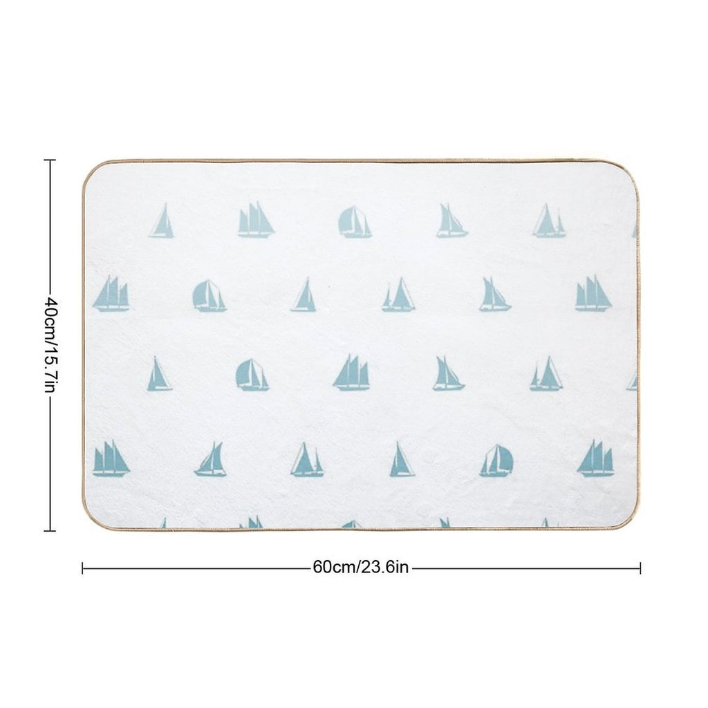 Sail Boats Drifting Away Print  Non-Slip Bath Mat