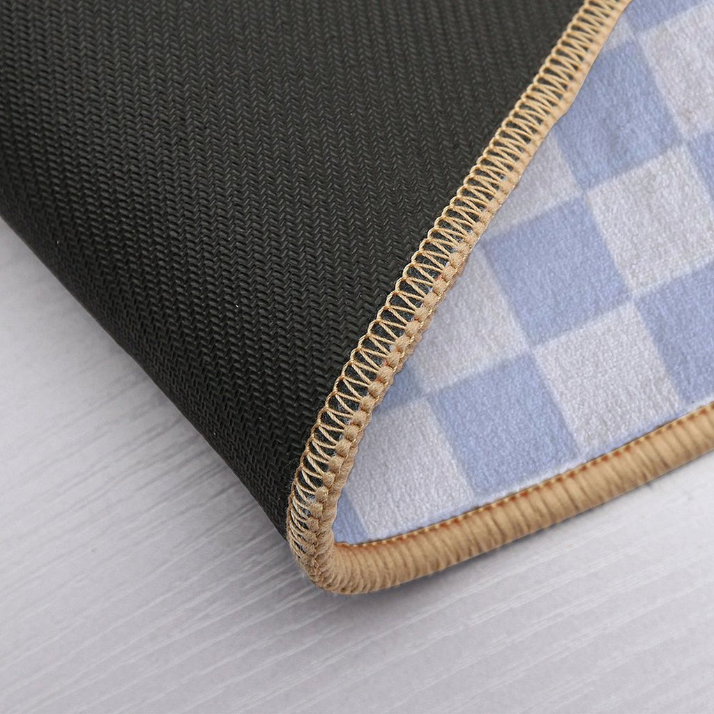 Checkerboard Mini Check Pattern in Double Pale Periwinkle Purple Durable Bath Mat