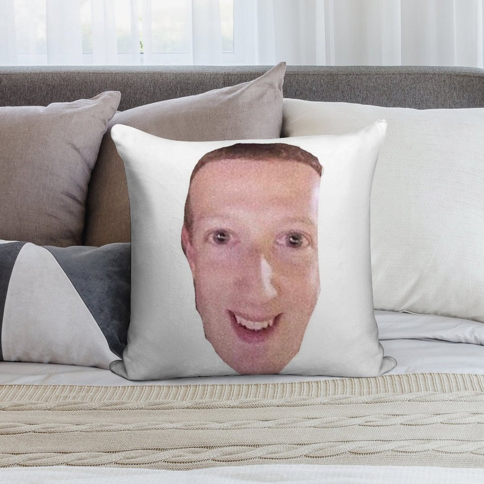 Cursed Zucc Soft Decorative Cover Throw Pillow