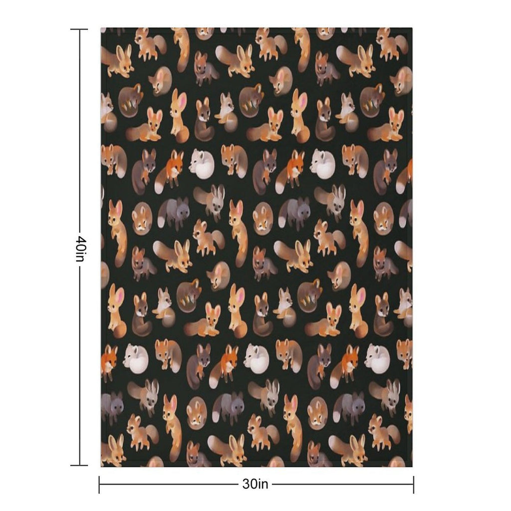 Foxes - Dark Velvety-soft Throw Blanket
