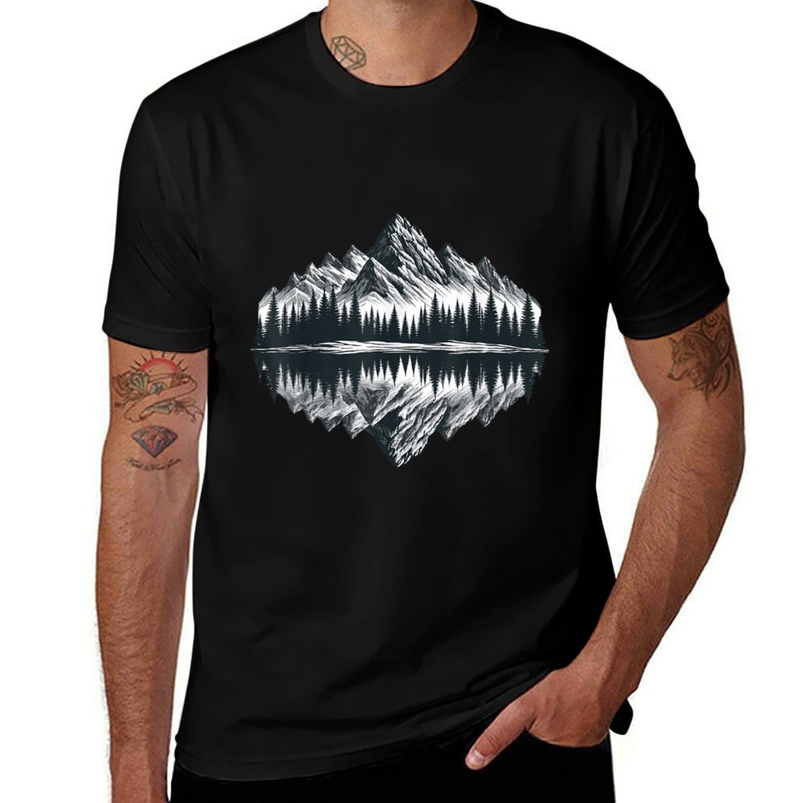 Mountain Landscape Reflection Forest Outdoor Wildlife  Odor-resistant T-Shirt