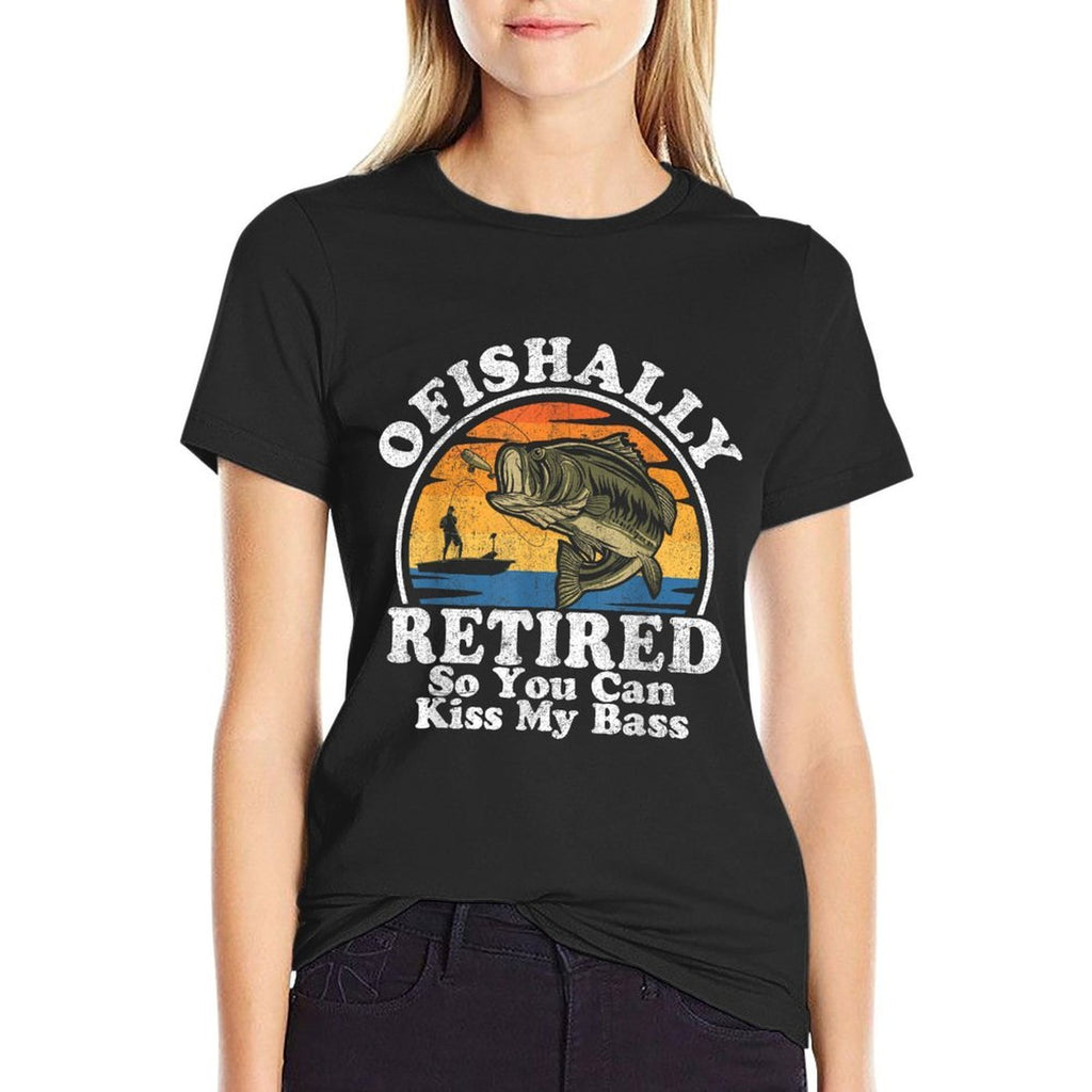 Ofishally Retired Funny Bass Fishing Retirement Gift For Men Comfortable T-Shirt