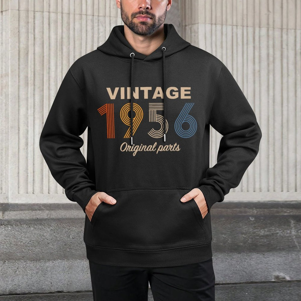 Retro 69 Years Vintage 1956 Original Parts 69th Birthday Kangaroo Pocket Hoodie