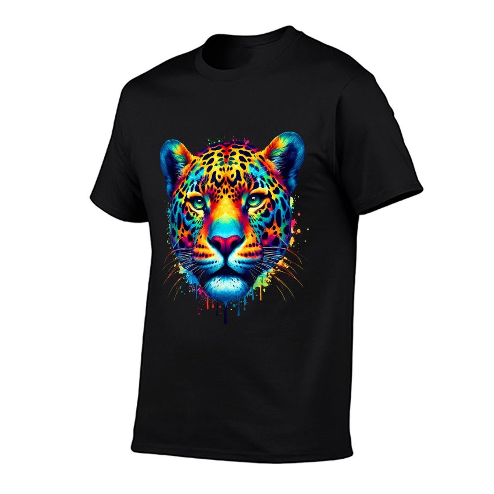 Cool Jaguar Graphic Spirit Animal Illustration Tie Dye Art  Stretchy T-Shirt
