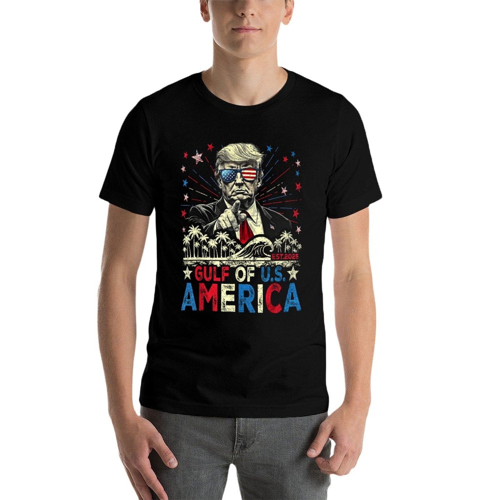 Gulf Of USA America 2025 American Patriotic 4th Of July  Tagless Design T-Shirt