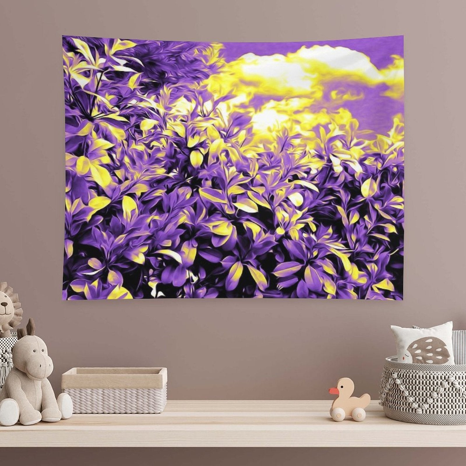Nonbinary Pride Painted Flowering Bushes Tapestry
