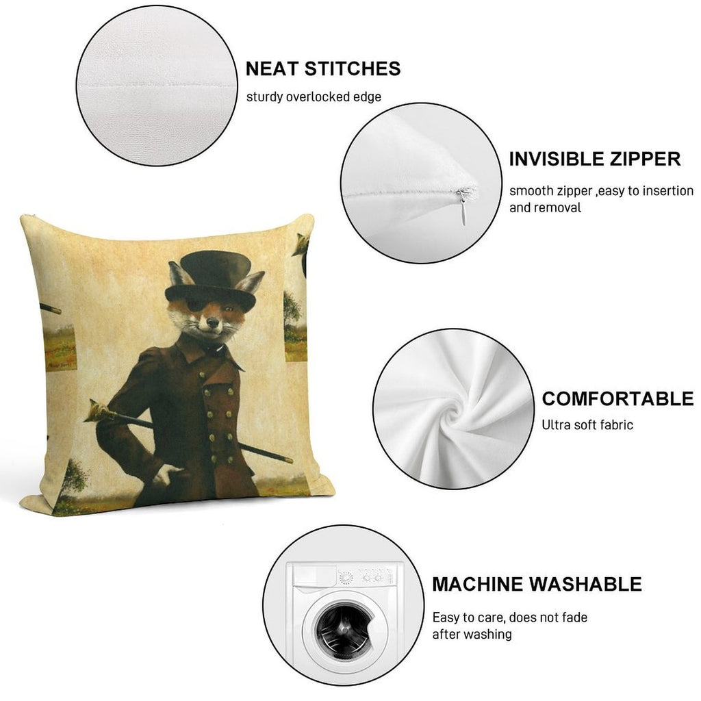Sly Victorian Fox Soft Ultra-Soft Texture Throw Pillow