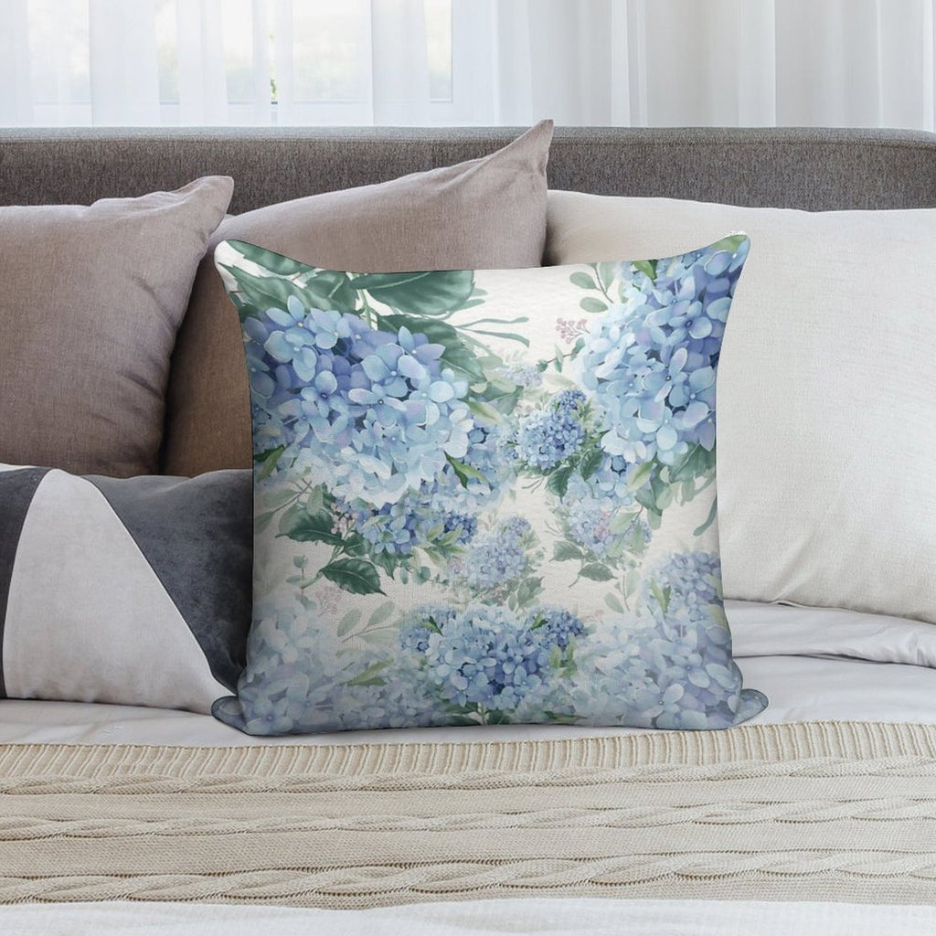 Blue Hydrangeas Soft Style Accent Throw Pillow