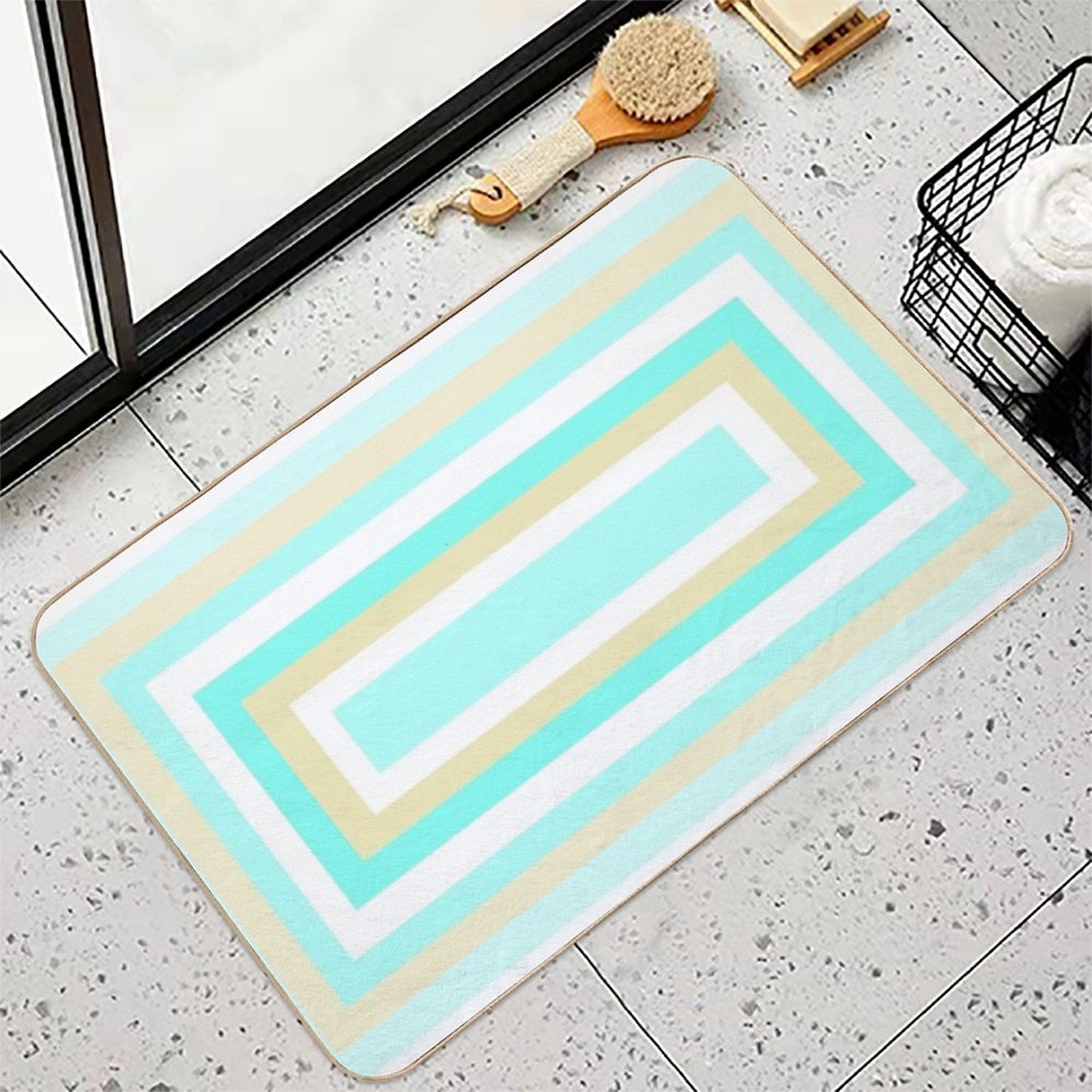 Blue Teal Aqua  Slip-Resistant Bath Mat