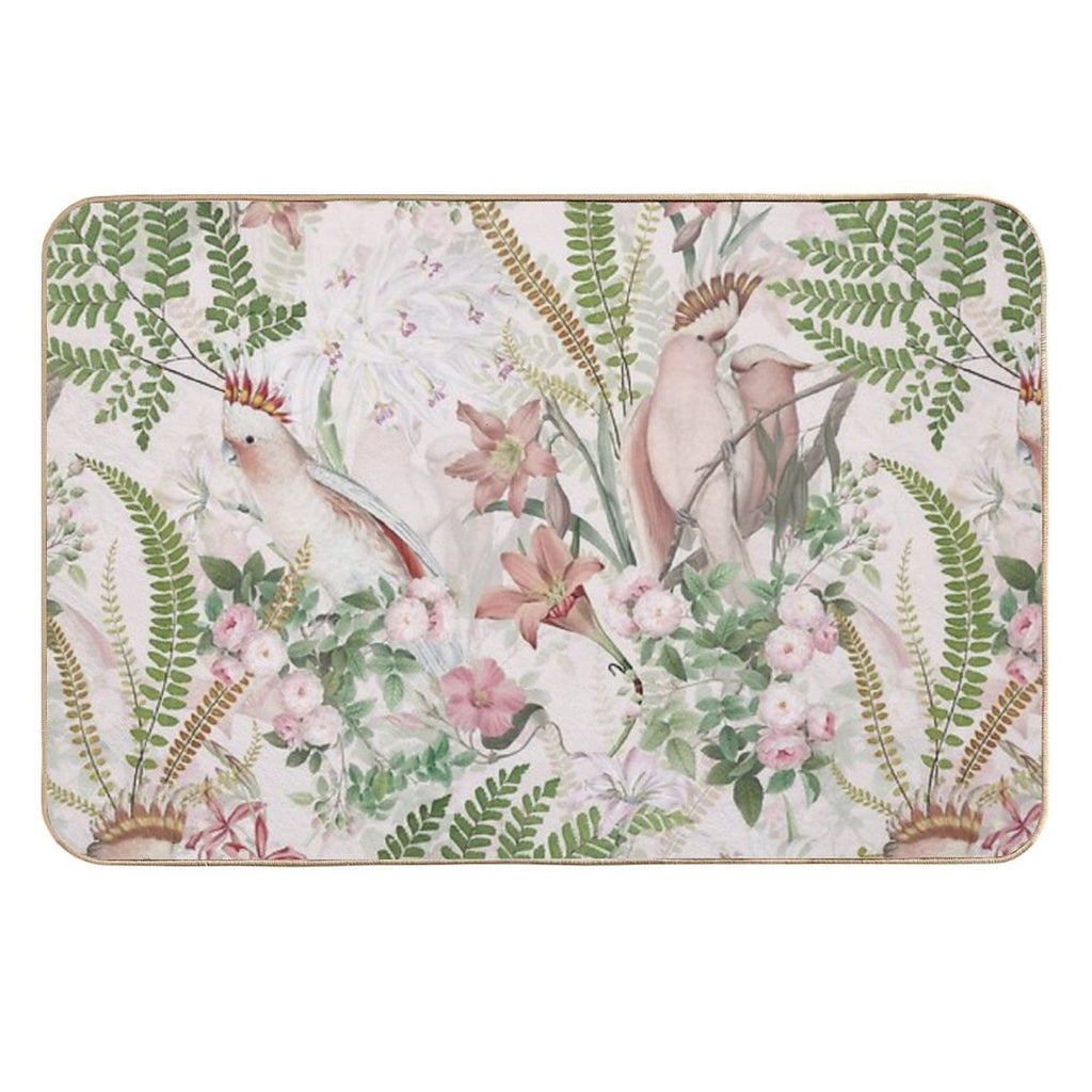 Vintage Cockatoo Jungle Botanical Garden 1 Nightgarden  Absorbent Bath Mat