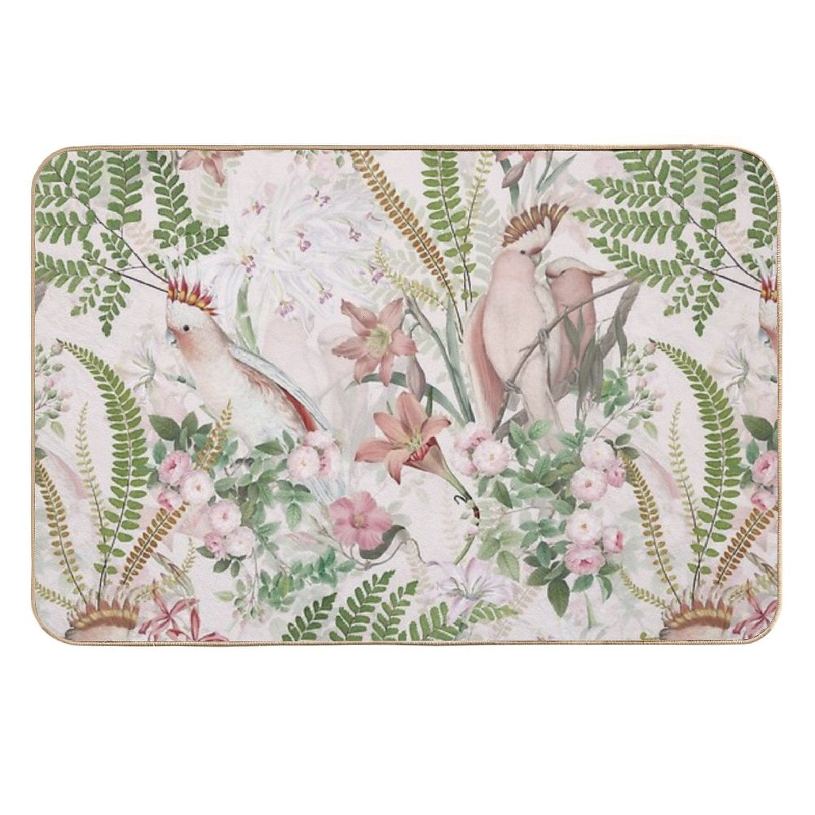 Vintage Cockatoo Jungle Botanical Garden 1 Nightgarden  Absorbent Bath Mat