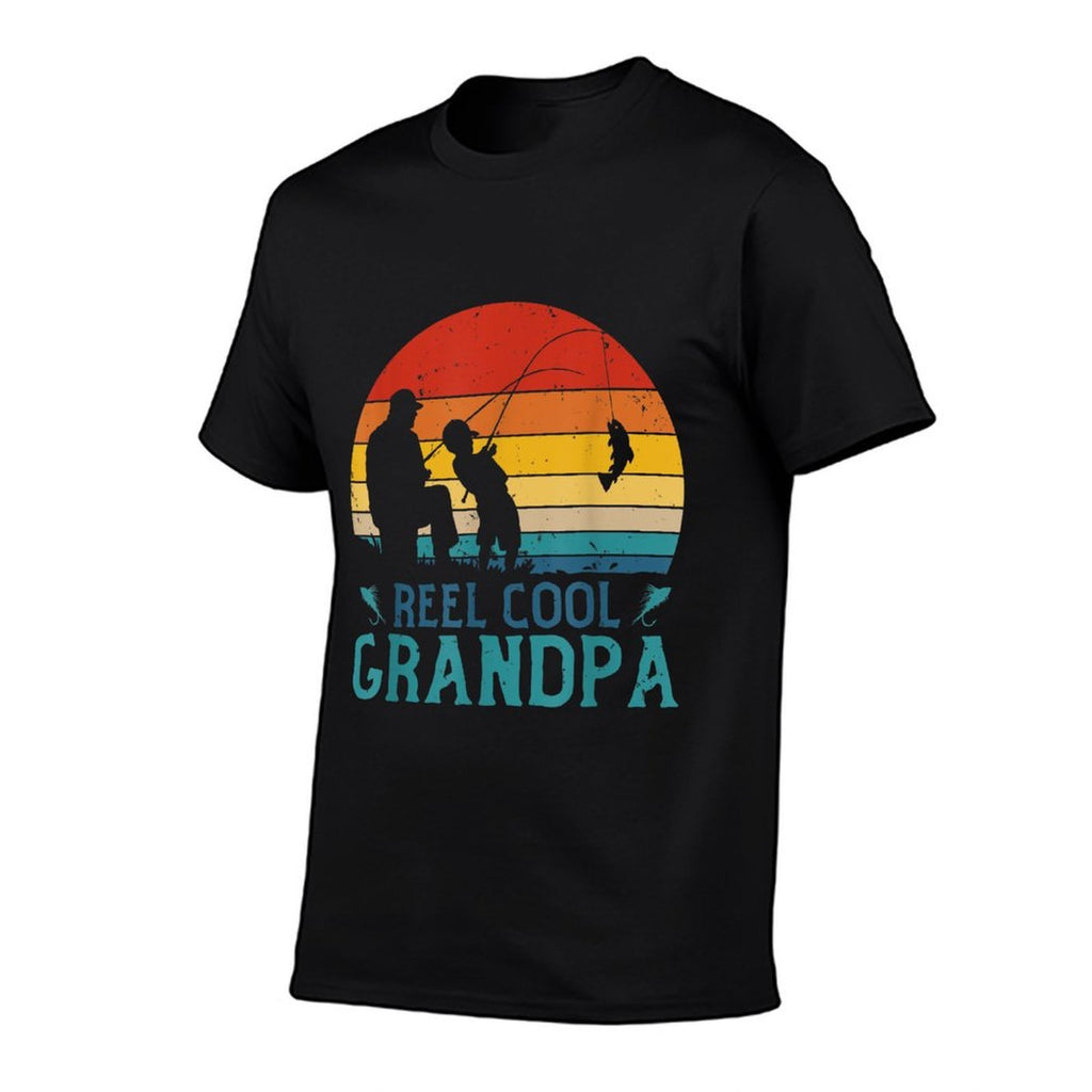 Vintage Fishing Reel Cool Grandpa Fisherman Fathers Day  Cotton T-Shirt