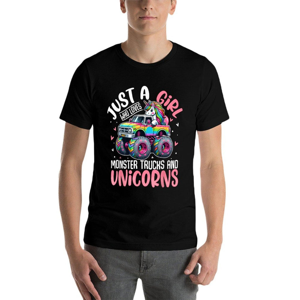 Just A Girl Who Loves Monster Trucks And Unicorns Toddler  Slim-fit Cut T-Shirt