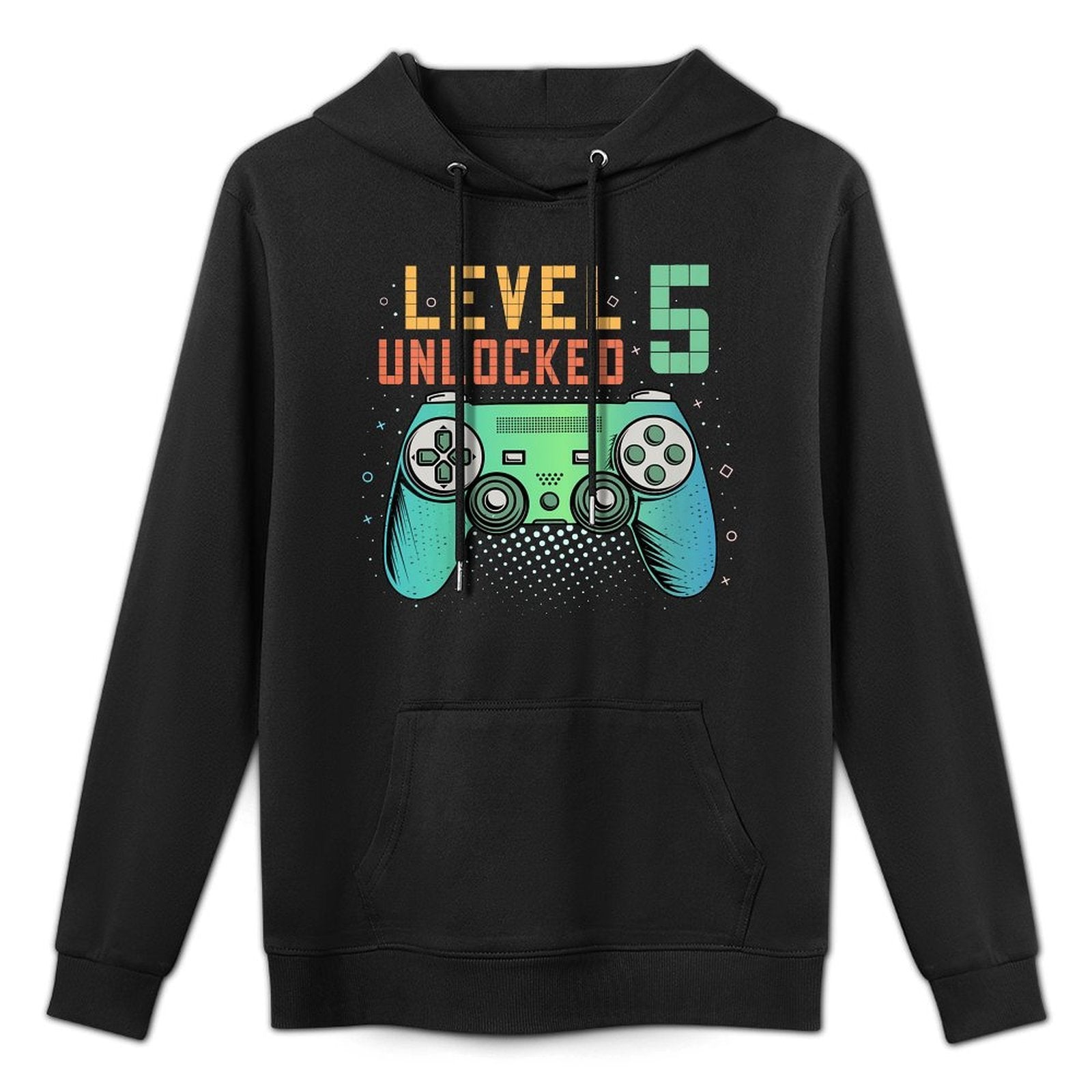 Kids Level 5 Unlocked 5th Birthday Gamer Gifts 5 Year Old Boys Medium-Weight Fabric Hoodie