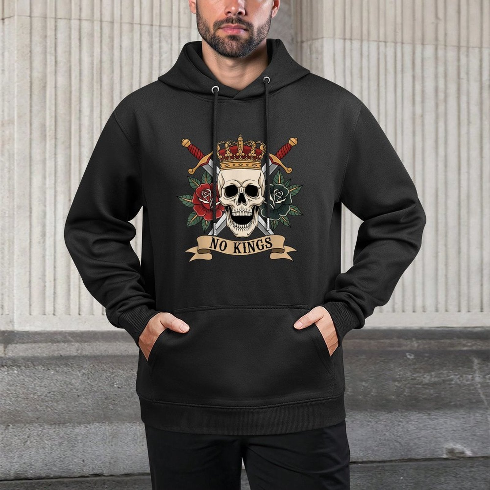 No Kings Tattoo Design No King In America Shape Retention Hoodie