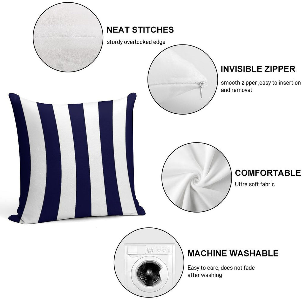 Classic Navy Blue And White Stripes Soft Style Accent Throw Pillow