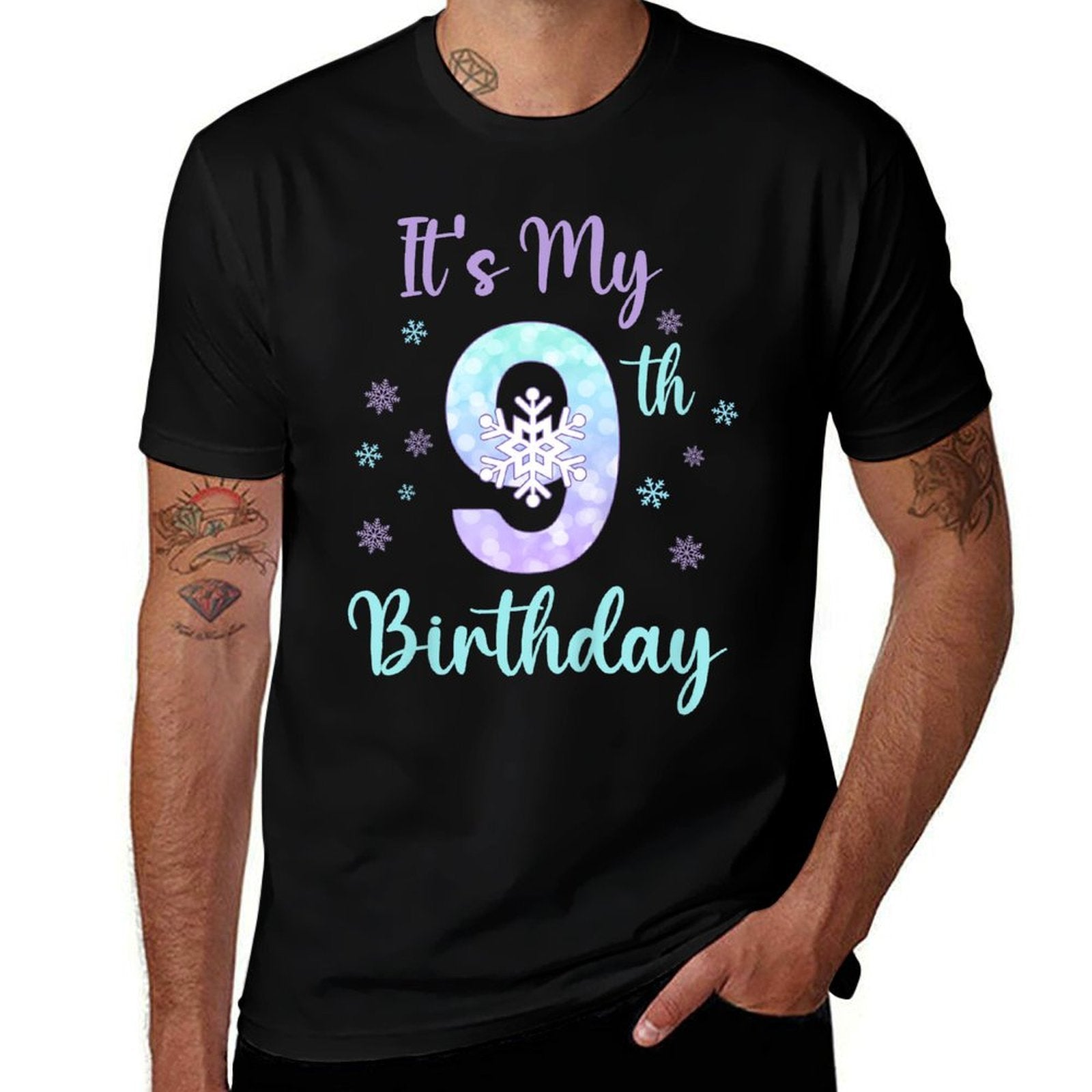 Kids It's My 9th Birthday Snowflake Winter Nine Years Old  Relaxed-fit T-Shirt