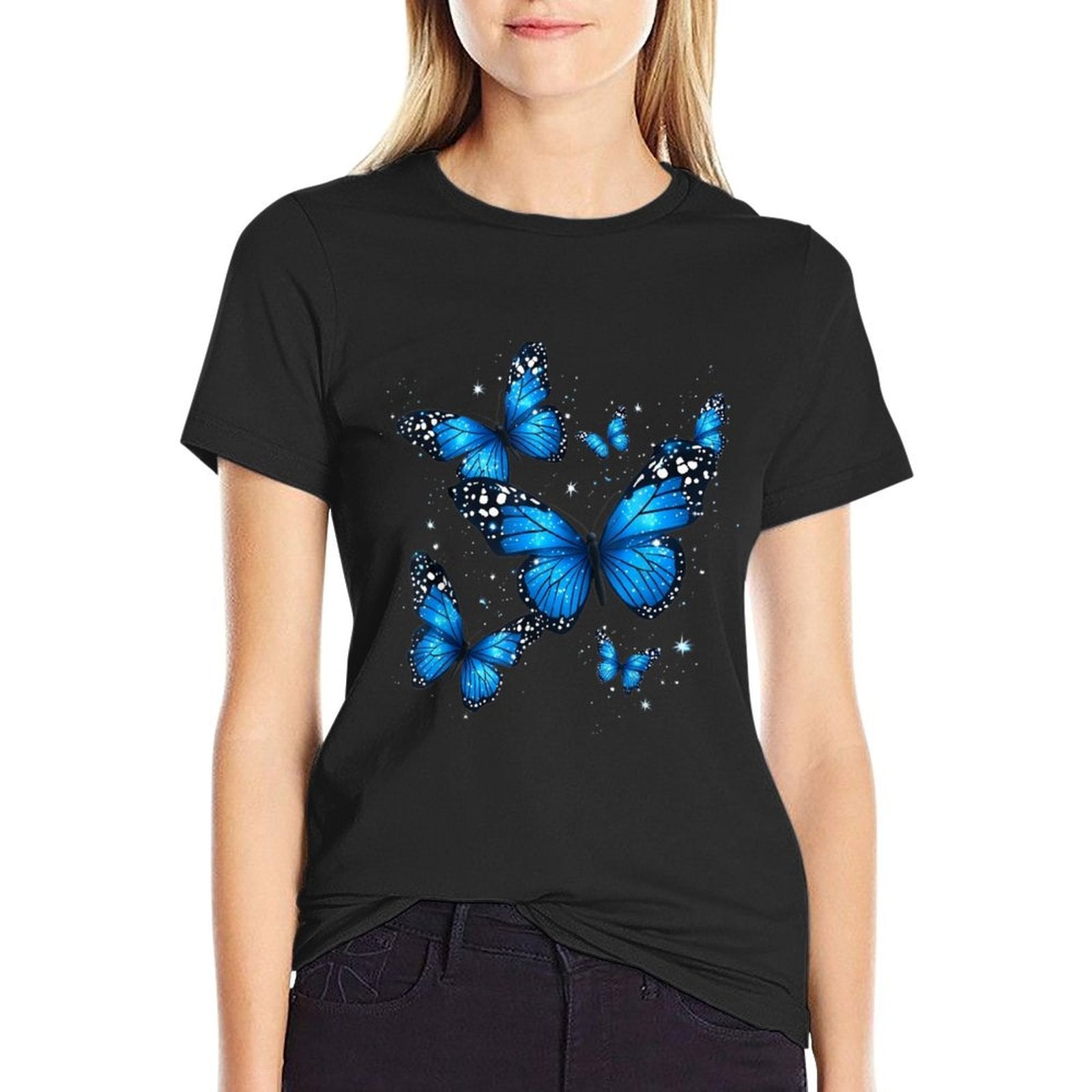 Blue Butterfly Art Garden Beautiful Butterflies  Summer-ready Fabric T-Shirt