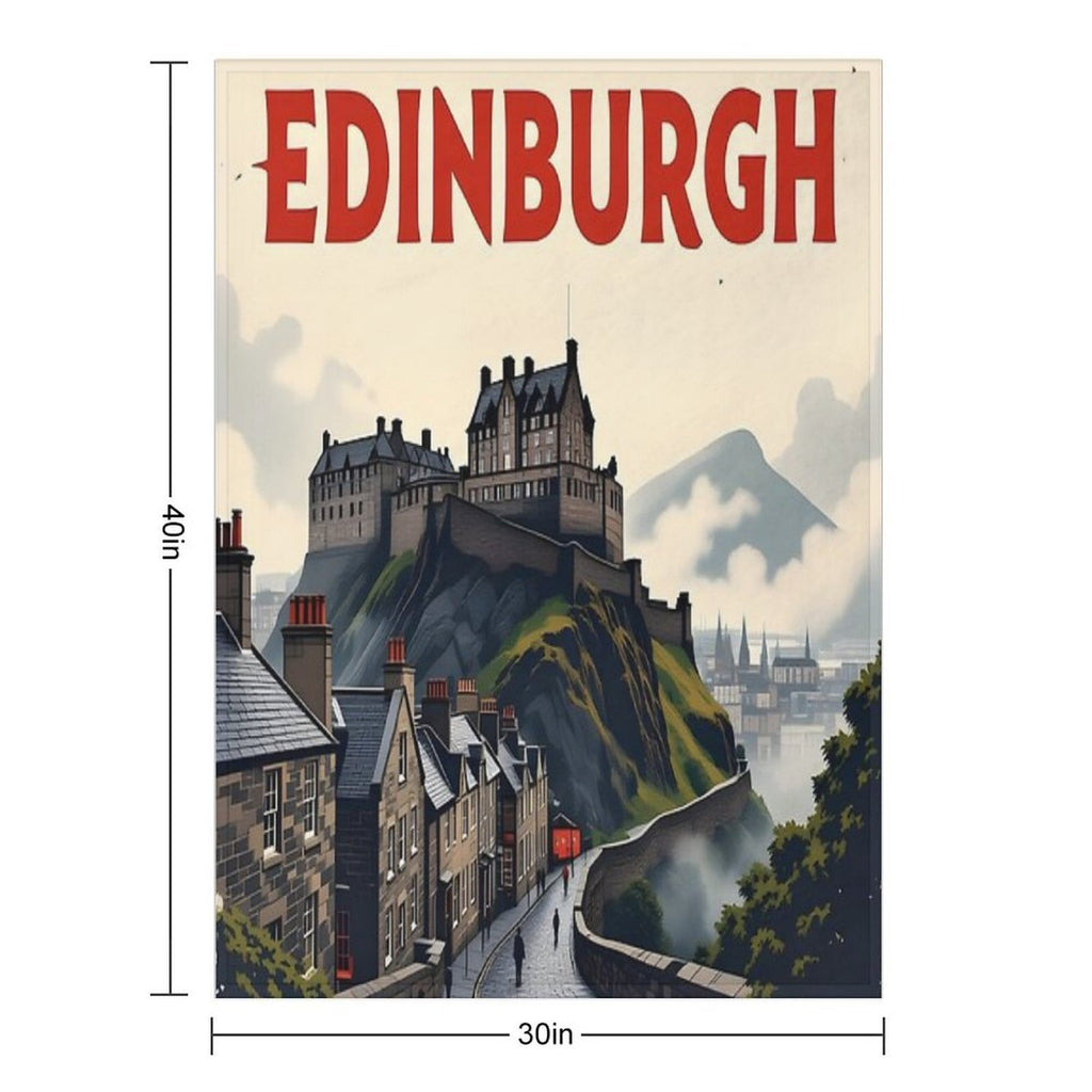 Edinburgh Vintage-Style Painterly Travel Poster Wrinkle-free Throw Blanket