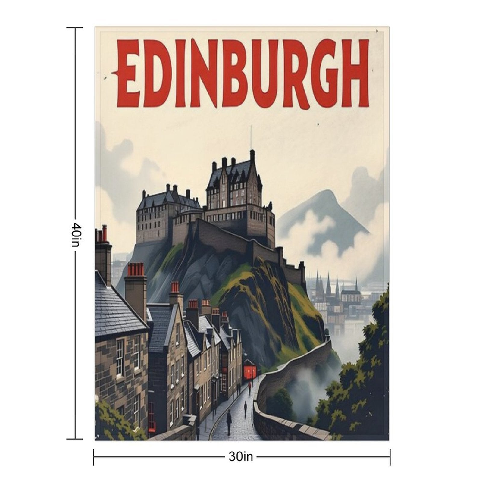 Edinburgh Vintage-Style Painterly Travel Poster Wrinkle-free Throw Blanket