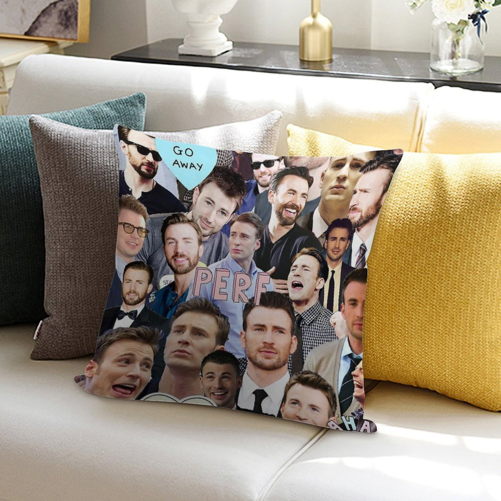 Chris Evans Collage Soft Home Decor Throw Pillow