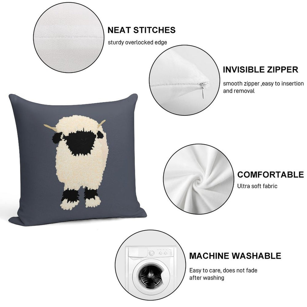 Black Nose Valais Sheep Soft Luxury Feel Throw Pillow