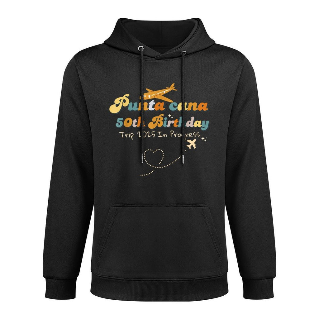 Punta Cana 50th Birthday Trip 2025 In Progress,Retro Design Customizable Surface Hoodie