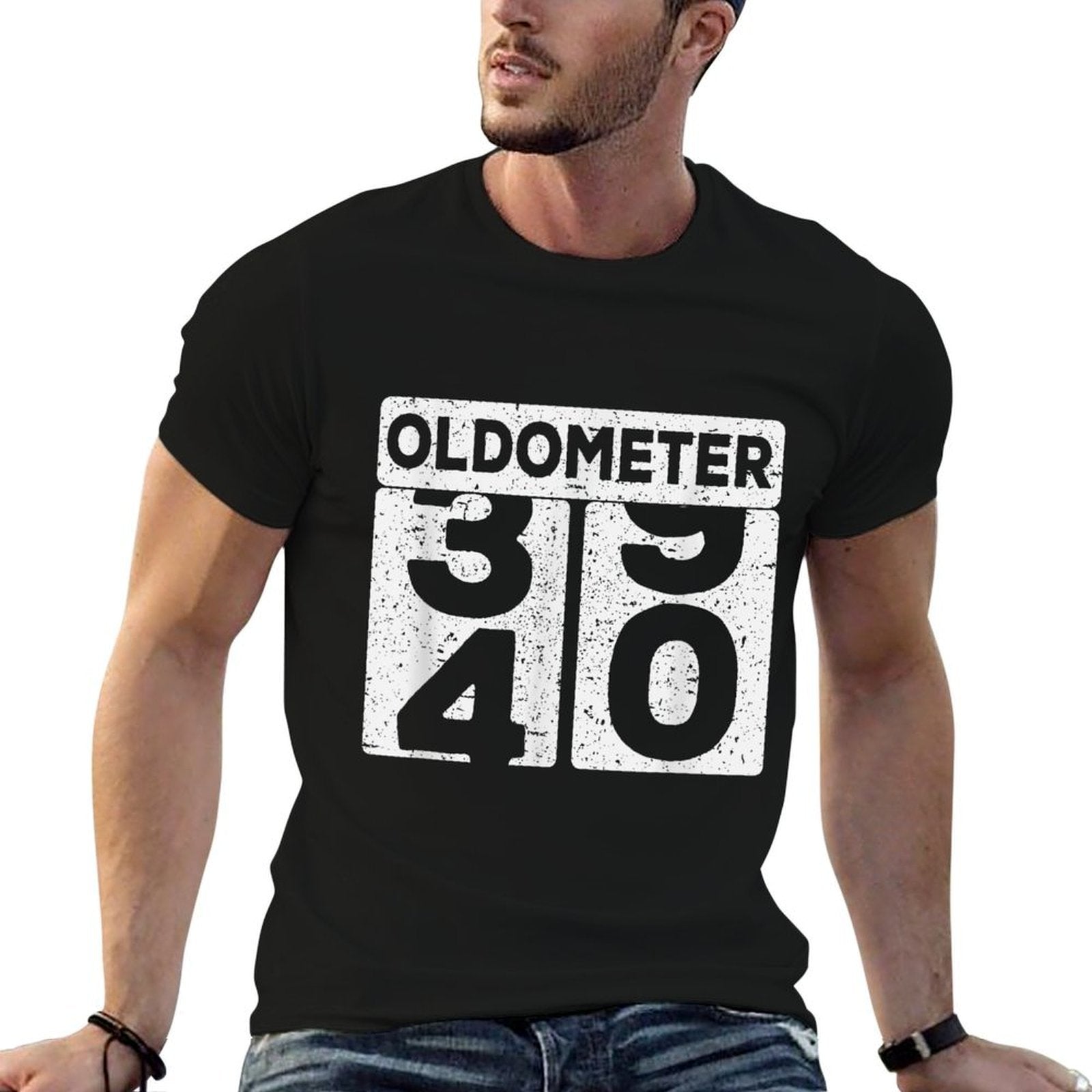 Oldometer 39 40 Funny Happy 40th Birthday Gift Men Women  High-quality Stitching T-Shirt