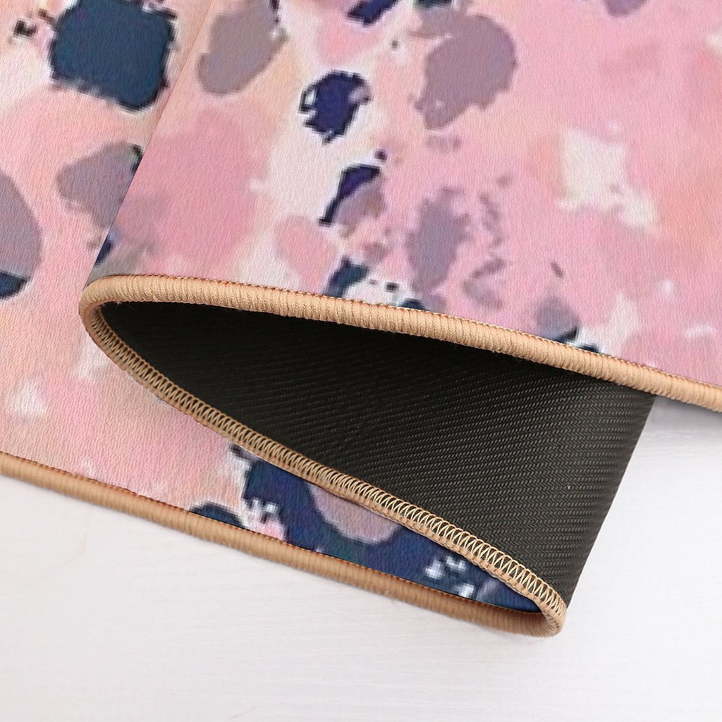 Smudgy Painted Abstract Pattern in Navy Blue, Pink, Taupe, And Blush  Repositionable Bath Mat