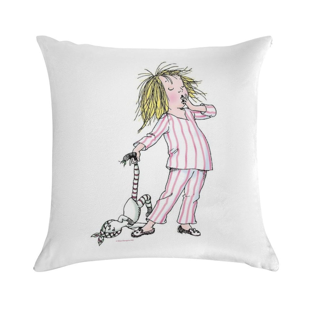 Yawning Eloise in Her Pajamas Soft Luxury Feel Throw Pillow