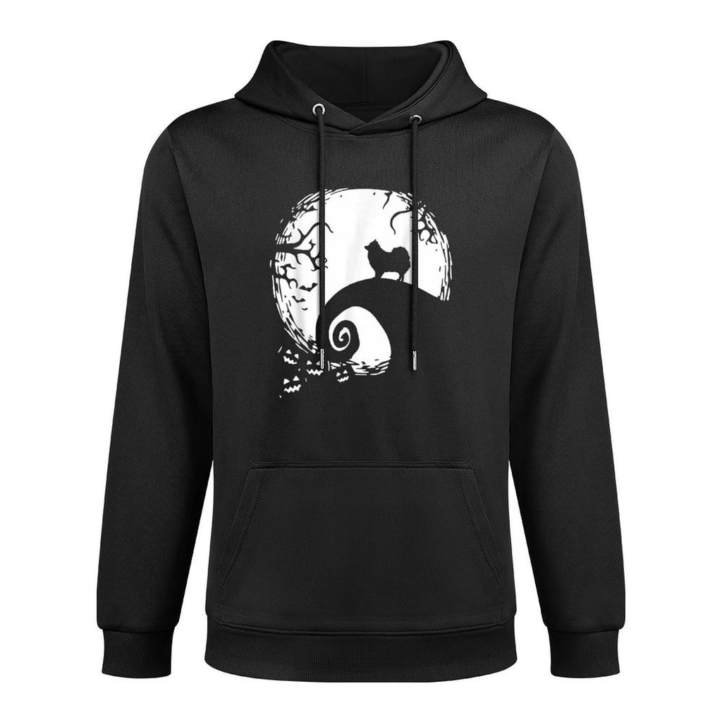 Pomeranian With Moon Halloween Machine Washable Hoodie