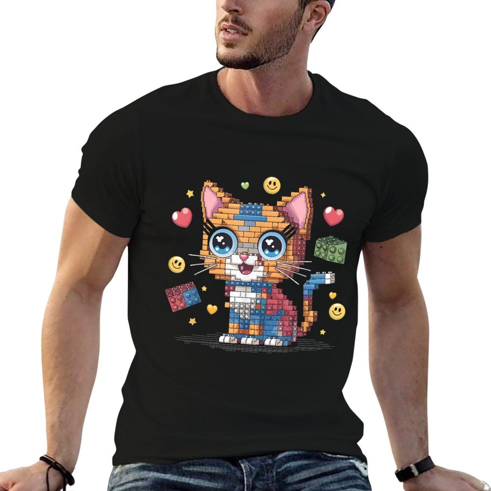 Kids Girls Master Builder Building Bricks Block Cute Cat  Moisture-wicking T-Shirt