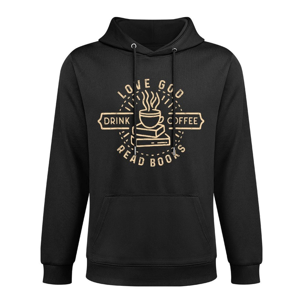 Love God Drink Coffee Read Books Lovers Vintage Christian Adjustable Hood Hoodie