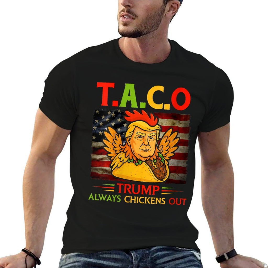 Womens Funny Trump Taco Trump Always Chickens Out  Oversized Silhouette T-Shirt