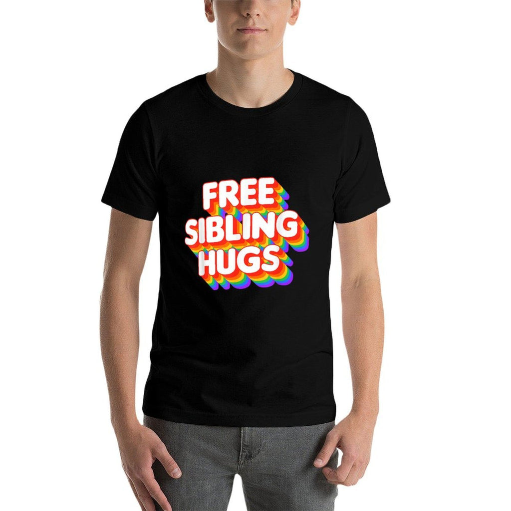 Free Sibling Hugs LGBT Pride Rainbow Gay  Stretchy T-Shirt