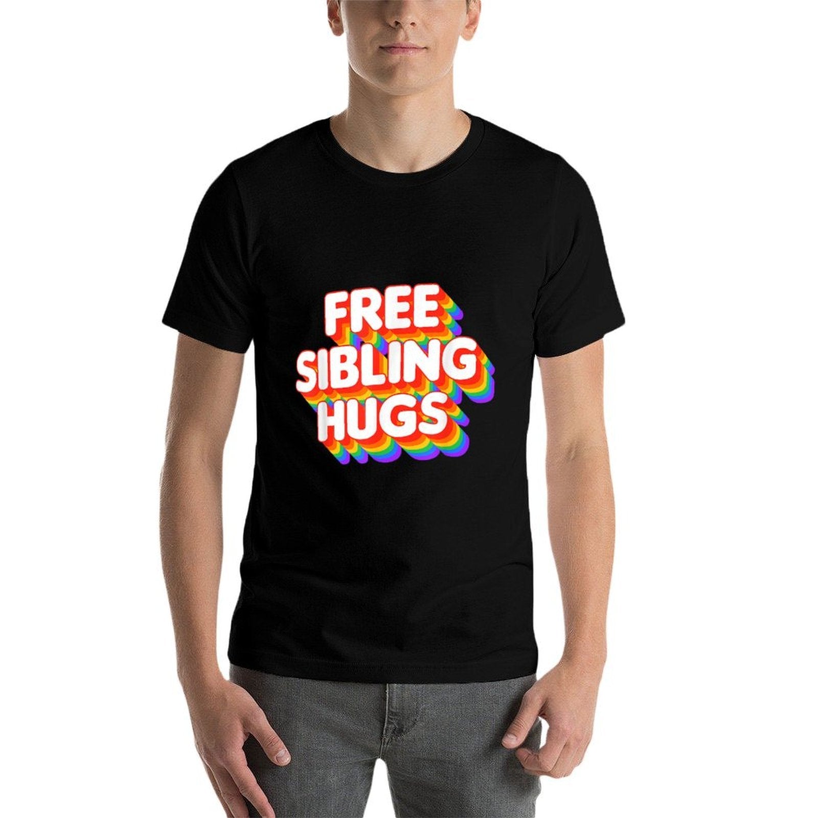 Free Sibling Hugs LGBT Pride Rainbow Gay  Stretchy T-Shirt