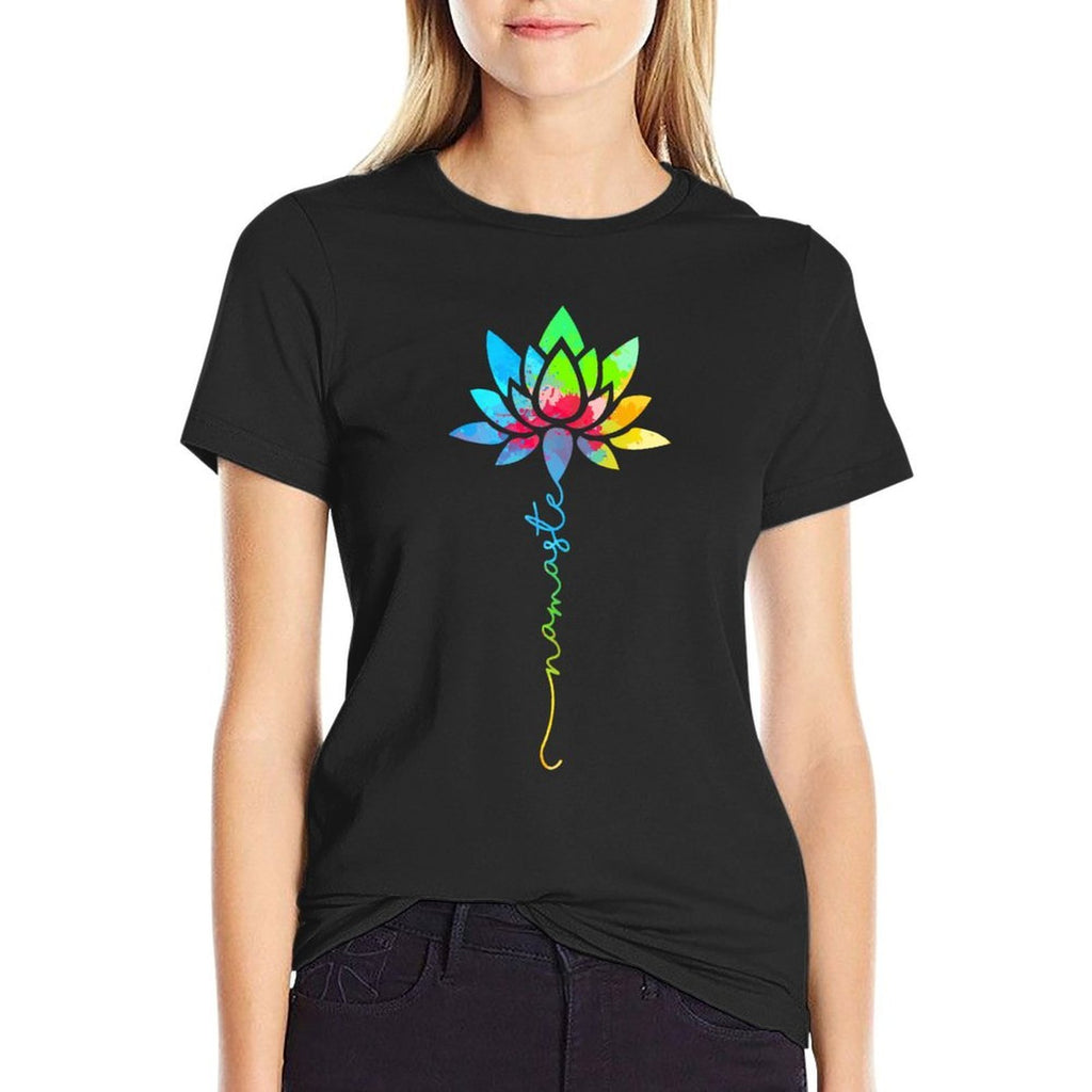 Womens Namaste Rainbow Mandala Lotus Flower Meditation Yoga  Stretchy T-Shirt