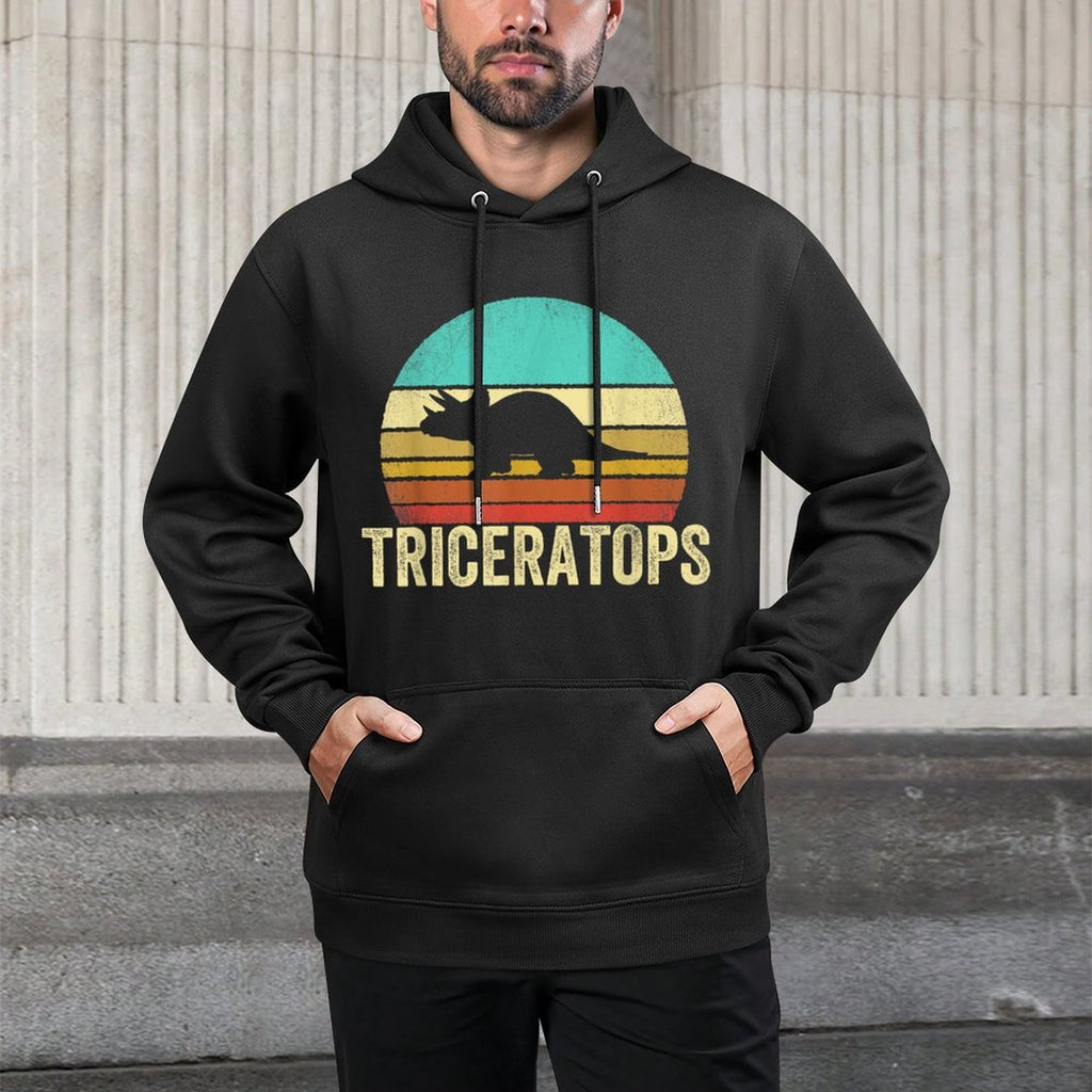 Vintage Triceratops Sunset Dinosaur Adjustable Hood Hoodie