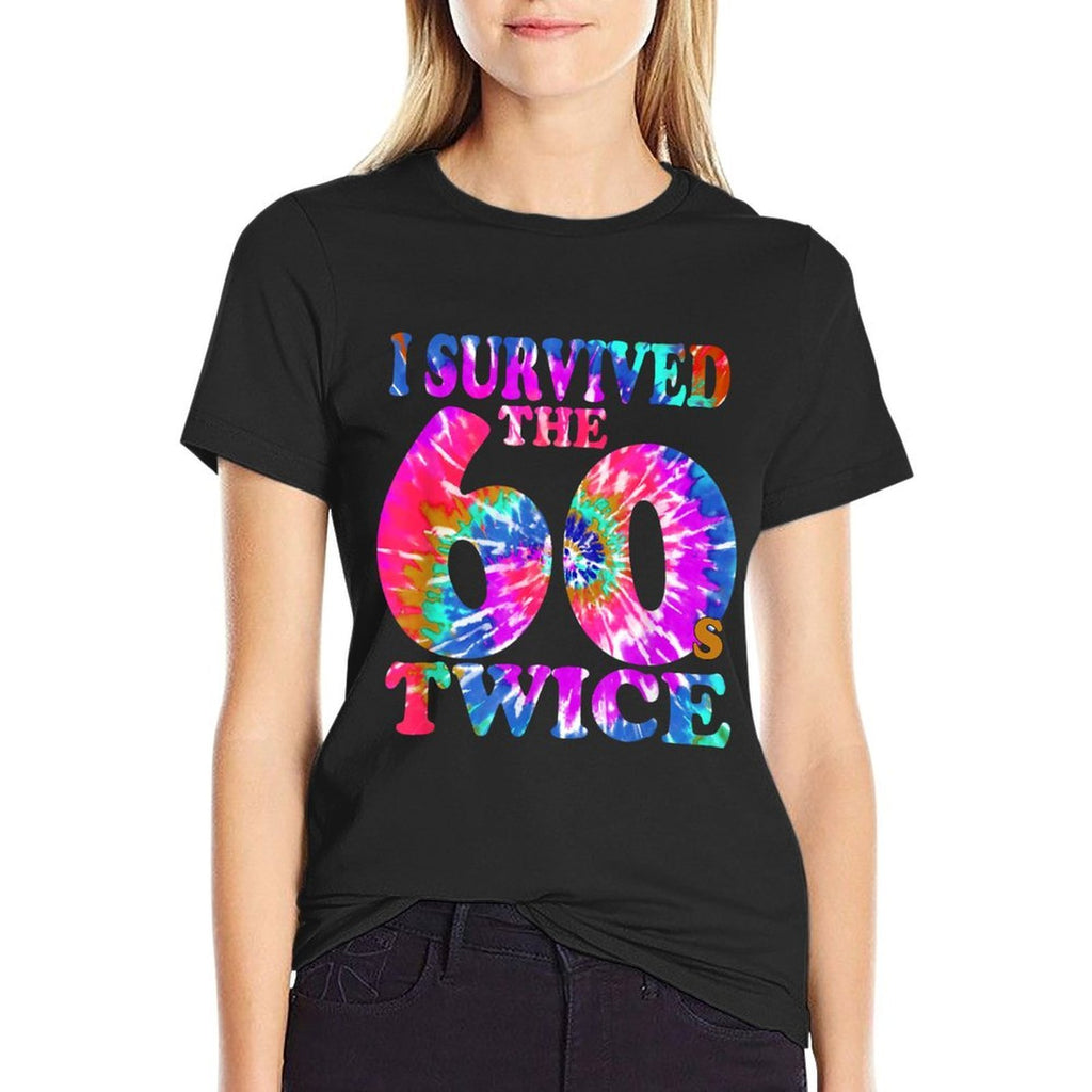 I Survived The Sixties 60s Twice Tie Dye 70th Birthday  Oversized Silhouette T-Shirt