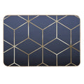 Gold Cubes on Navy Blue Durable Bath Mat