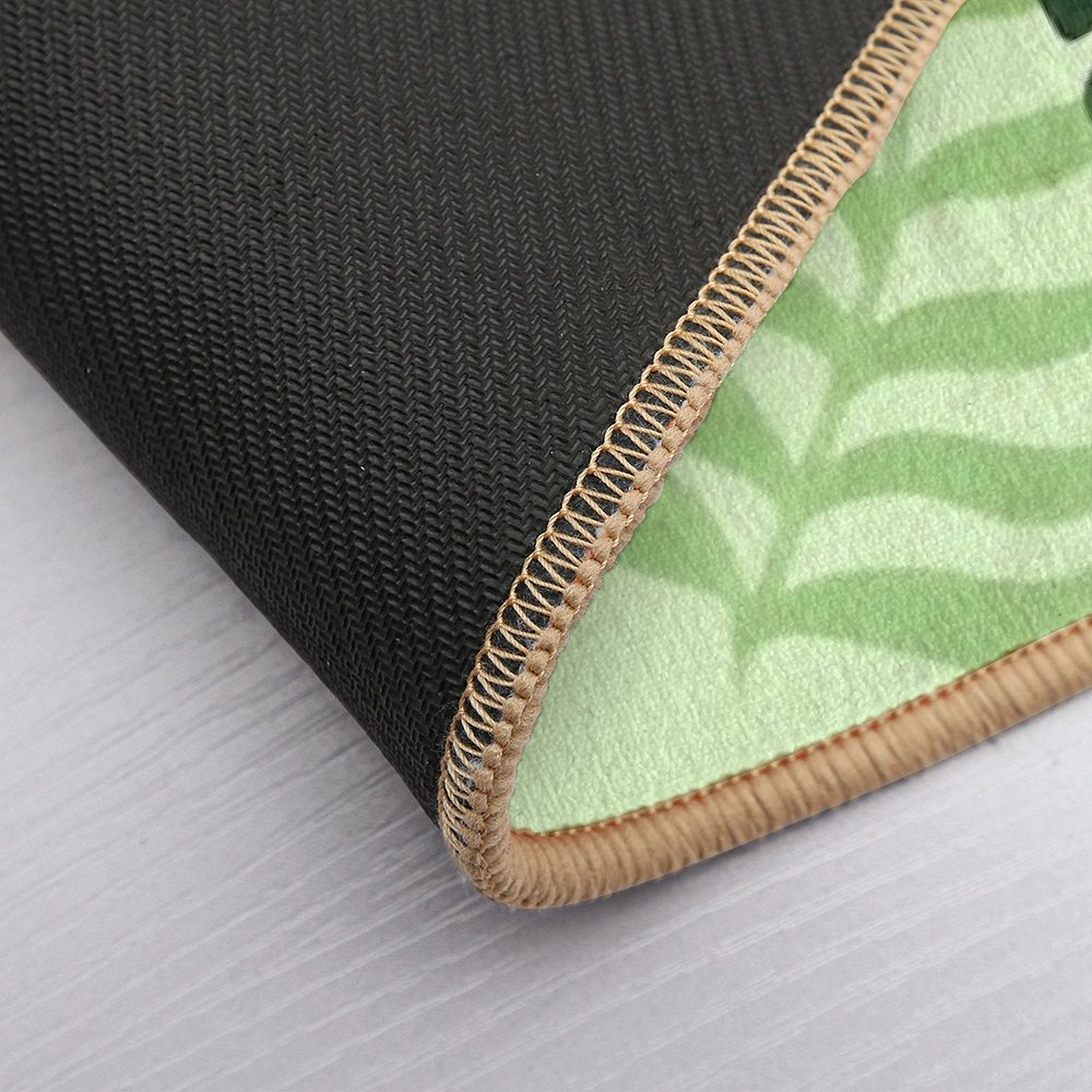Watercolor Tropical Leaves - Green Background  High-Traffic Bath Mat