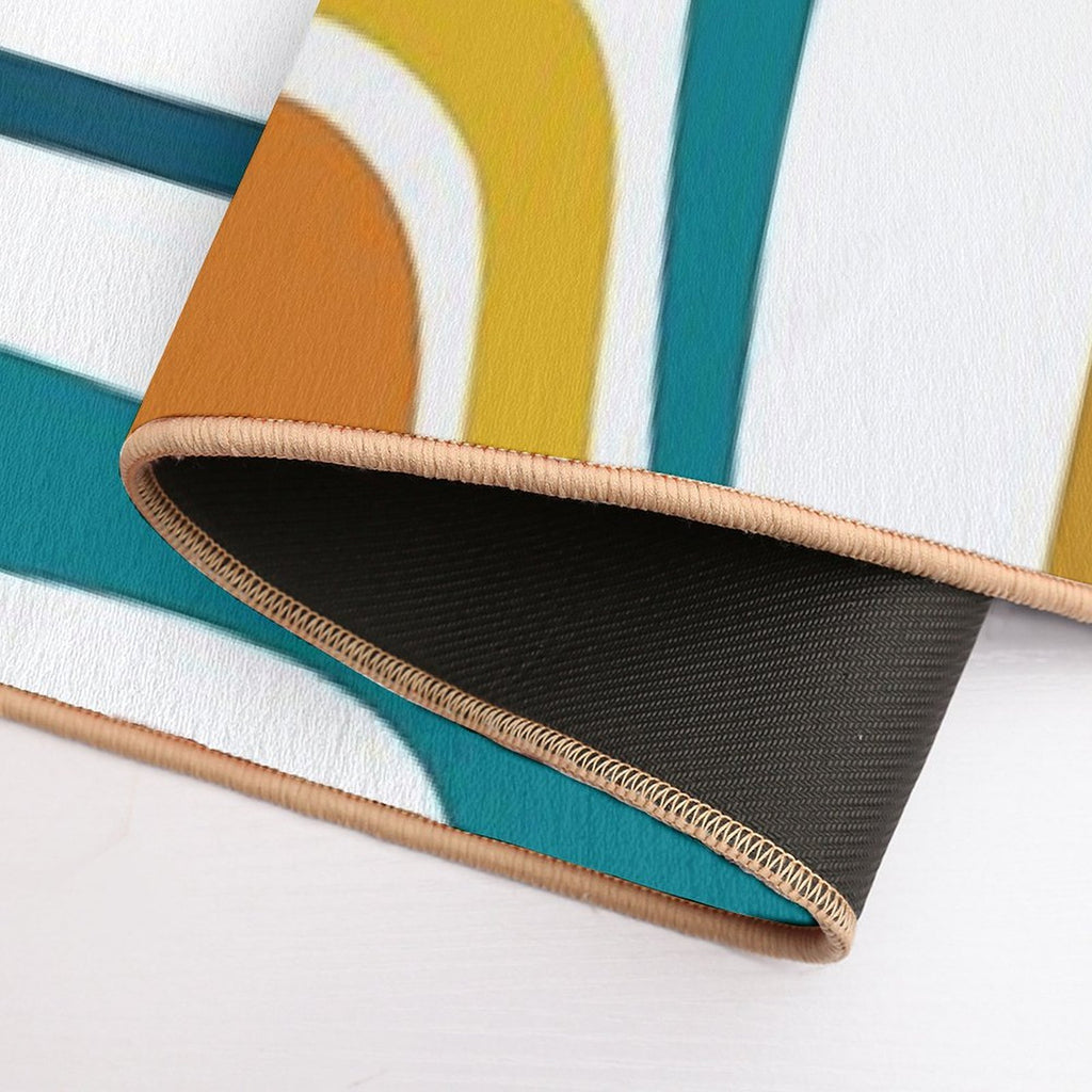 Palm Springs Retro Midcentury Modern Abstract Pattern in Moroccan Teal, Mustard, Orange, Olive And White  Versatile Bath Mat