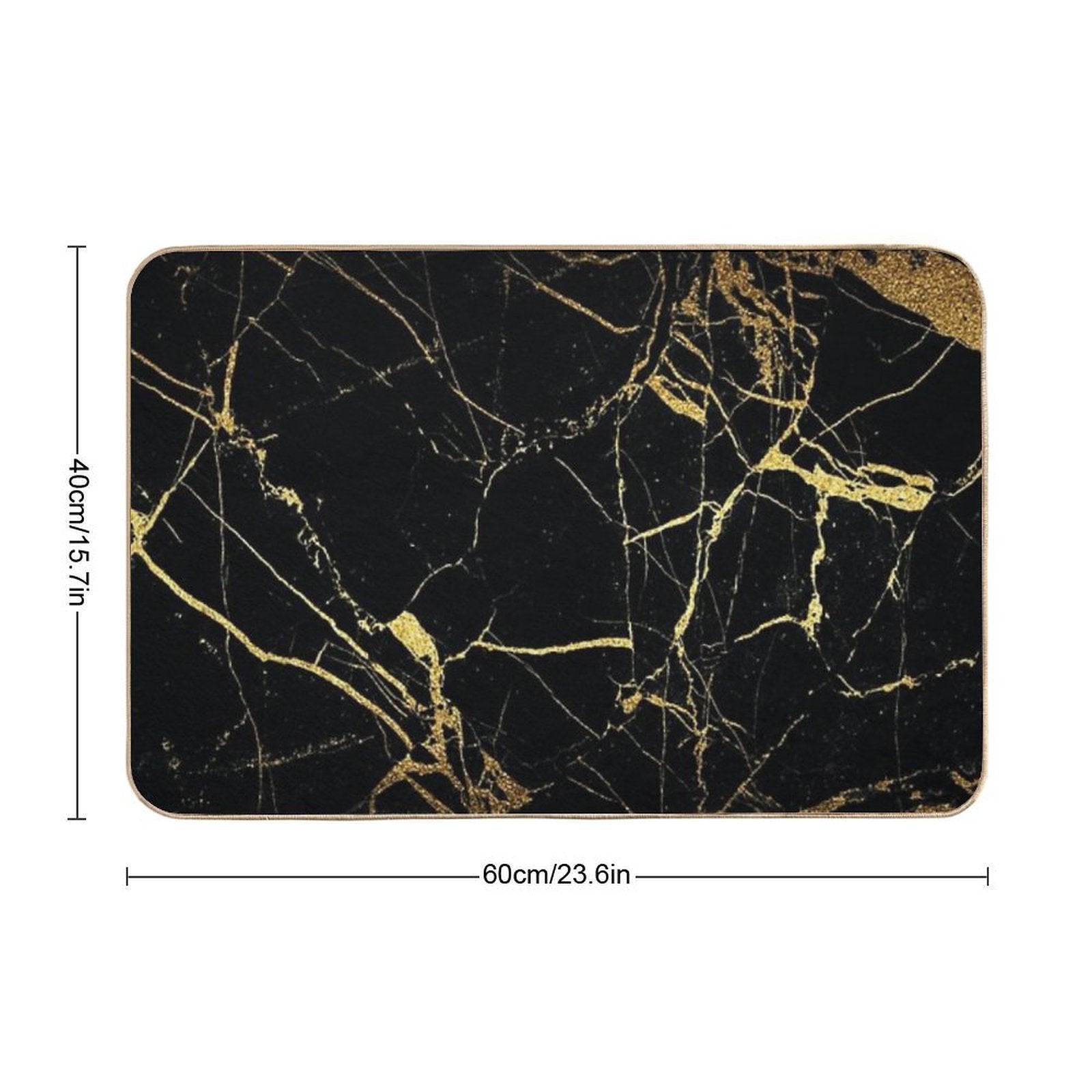 Black Gold Marble  Pet-Safe Bath Mat