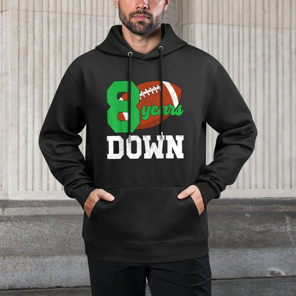 8th Birthday Football Boy Eight Year Old Football Player Machine Washable Hoodie