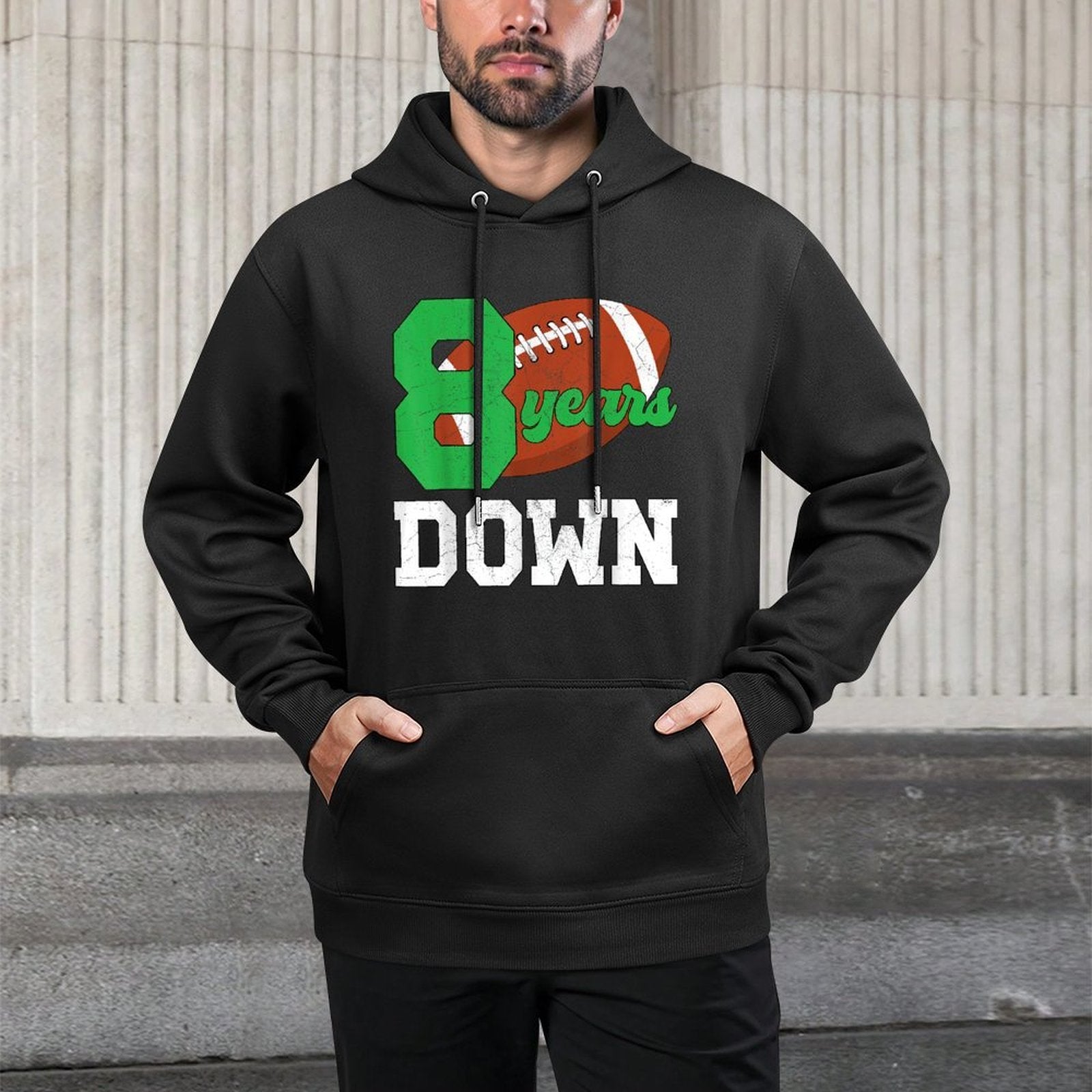 8th Birthday Football Boy Eight Year Old Football Player Machine Washable Hoodie