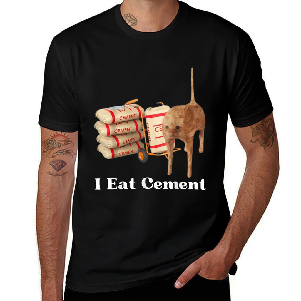 I Eat Cement Funny Cat Meme Internet Memes Funny Memes Gen-Z Comfortable T-Shirt
