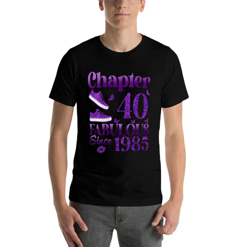 Womens Chapter 40 Fabulous Since 1985 40Th Birthday Gift For Women  Heathered Texture T-Shirt