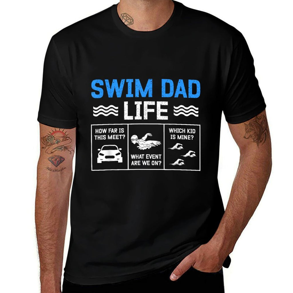 Swim Dad Life Swimming Dad Of A Swimmer Dad Swim Father  Rolled Sleeves T-Shirt